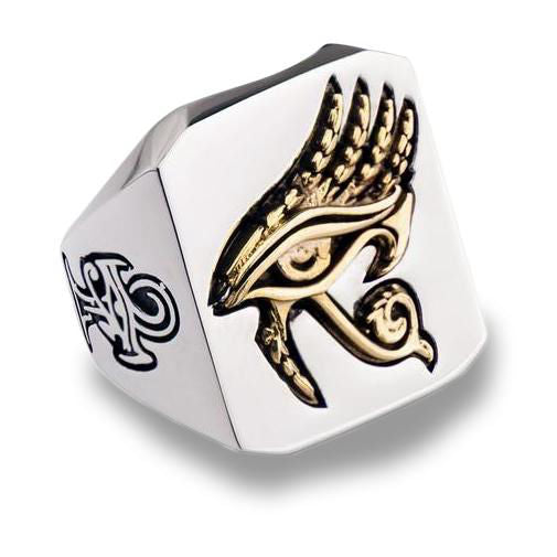 Bague Égyptienne Œil d'Horus (Acier) | Ancienne Égypte