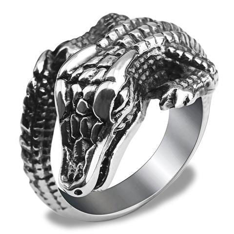 Bague Égyptienne Sobek de Fer (Acier) | Ancienne Égypte