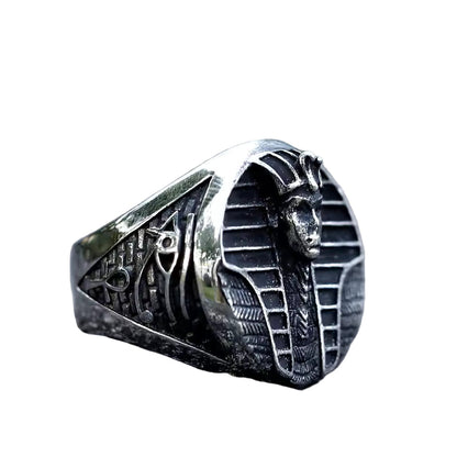 Bague Égyptienne<br> Pharaon de Fer (Acier) 