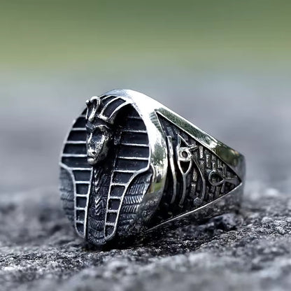 Bague Égyptienne<br> Pharaon de Fer (Acier) 