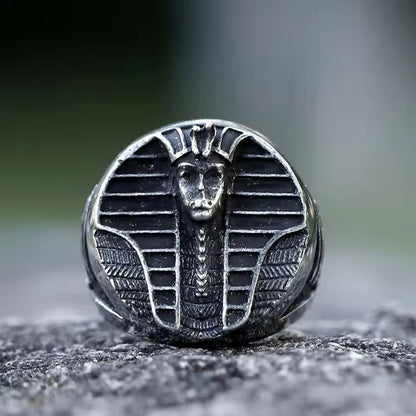 Bague Égyptienne<br> Pharaon de Fer (Acier) 