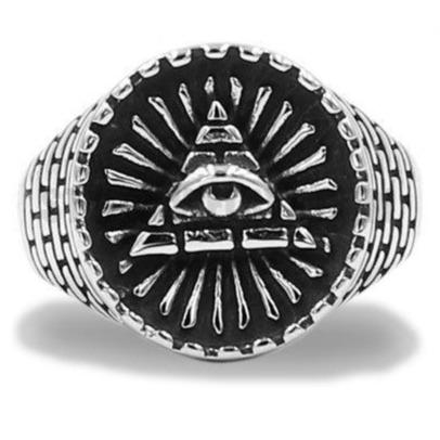 Bague Égypte Pyramide Illuminati (Acier) | Ancienne Égypte