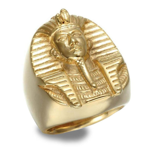 Bague Égyptienne Pharaon d'Or (Acier) | Ancienne Égypte