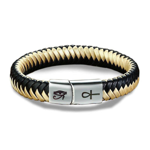 Bracelet Égyptien Ankh & Œil (Acier) | Ancienne Égypte