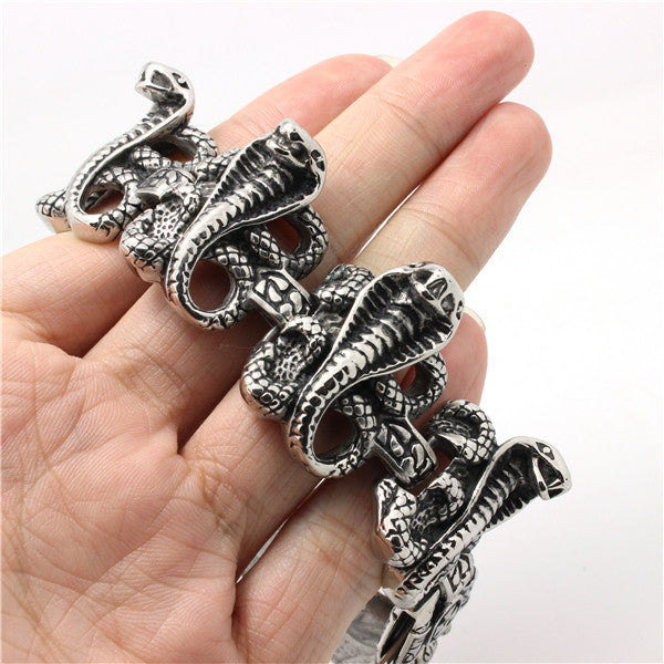 Bracelet Égyptien <br>Les 8 Cobras (Acier)